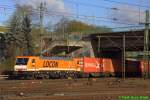 br-189-es64-f4-/421910/locon-189-821-mit-containerzug-am Locon 189 821 mit Containerzug am 17.04.2015 in Hamburg-Harburg Richtung Süden
